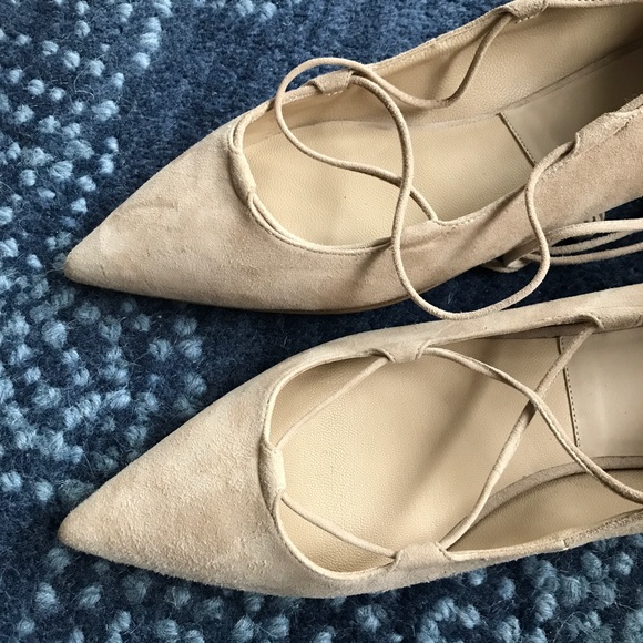 Michael Kors Shoes - MICHAEL KORS Beige Kallie Runway Laced Suade Flats